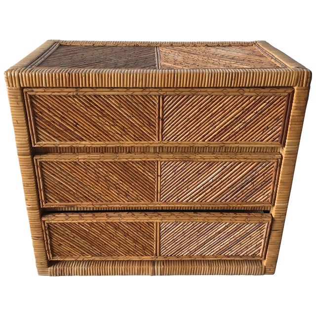 Rattan Wicker Bamboo Reed Dresser Or Chest Of Drawers Chairish