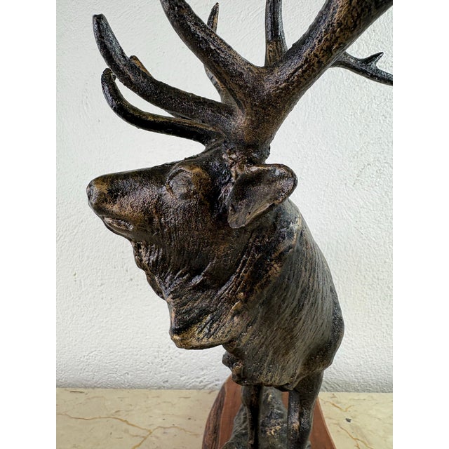Handsome Vintage Cast-Iron Stag Sculpture For Sale - Image 4 of 12