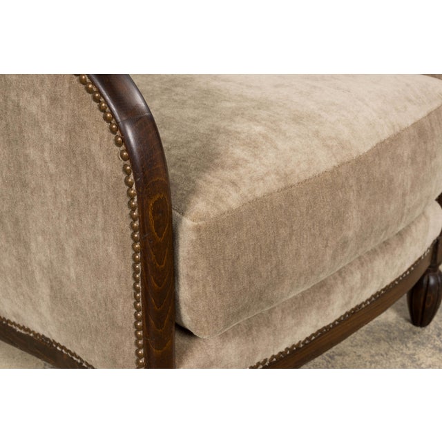 1930s French Art Deco Club Chairs With Ottoman, Beech & Mohair For Sale - Image 16 of 18