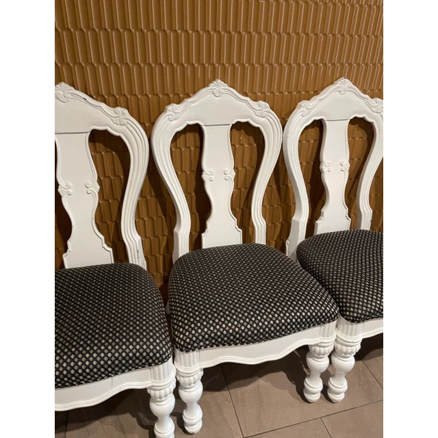 Late 20th Century Carved French Provincial Upholstered Painted Dining Chairs, Set of 6 For Sale - Image 11 of 12