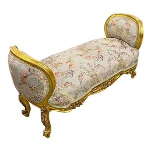 Baroque Style Tufted Bench Furniture With Gold Details