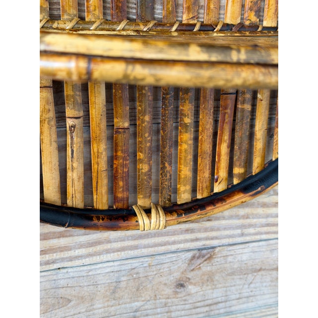 Vintage Boho Coastal Burnt Bamboo Two Tiered Sculptural Wall Shelves For Sale - Image 9 of 12