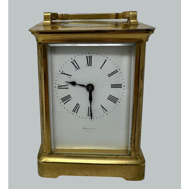 Antique French Ormolu Gilt Bronze Brass Miniature Mantle Clock Jackson Paris 19c For Sale - Image 4 of 12