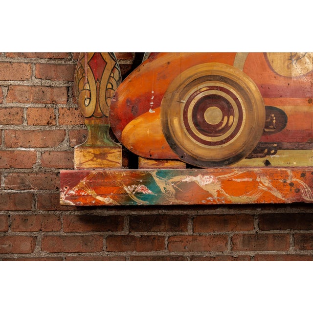 Art Deco Vintage Double-Sided Art Deco Painted Carnival Ride Handrail Panel For Sale - Image 3 of 11