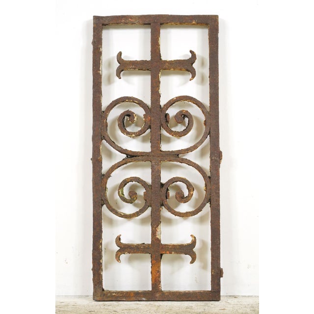 Vintage European Distressed Cast Iron Grill Panel For Sale - Image 9 of 9