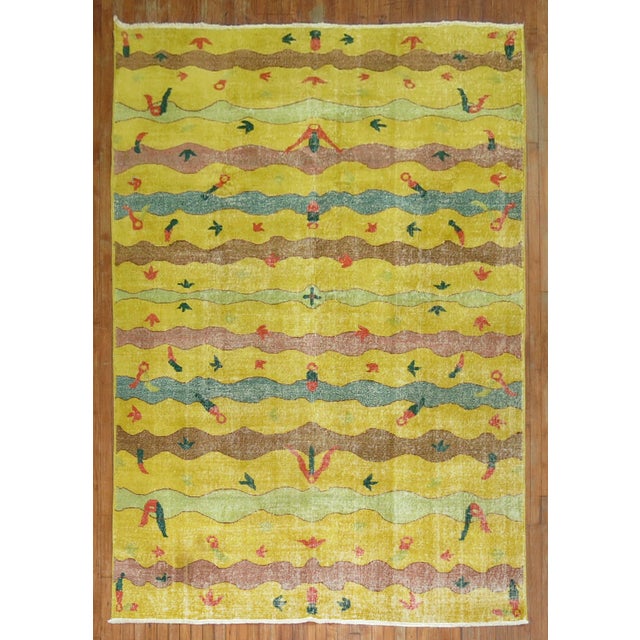 Zeki Muren Turkish Deco style intermediate size rug. 7' x 10'2'' Zeki Muren was a famous Turkish musician back in the...