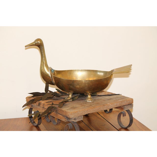1970s Mid-Century Brass Footed Duck Catchall Bowl / Dish For Sale - Image 5 of 8