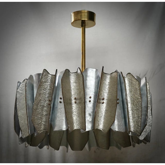 Murano Round Art Glass and Brass Chandelier, 2000 For Sale - Image 6 of 11