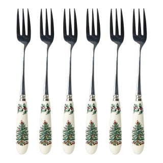 Spode Christmas Tree Pastry Forks, Set of 6 For Sale