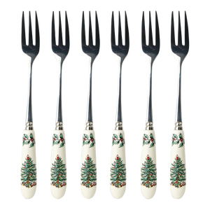 Spode Christmas Tree Pastry Forks, Set of 6