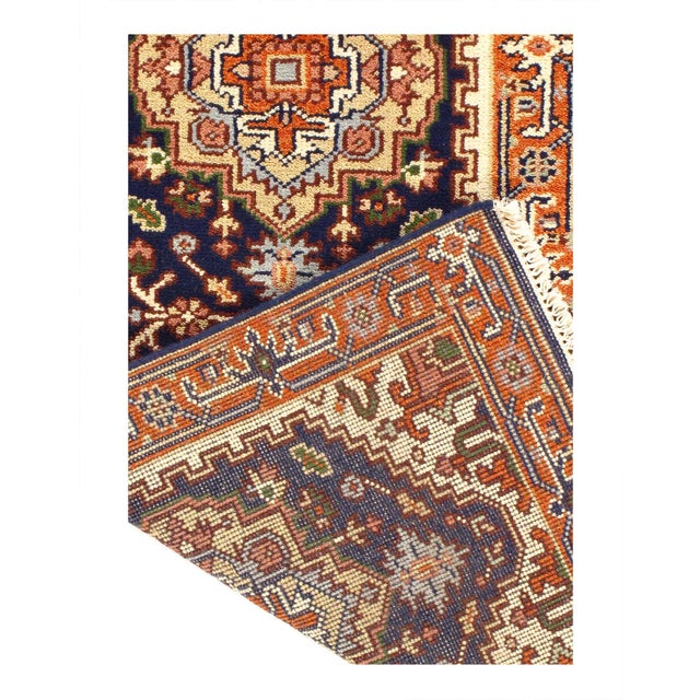 Traditional Pasargad DC Fine Hand Knotted Navy Blue Runner Rug For Sale - Image 3 of 3