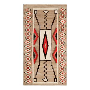 1920s Grey Storm Geoemtric Antique American Navajo Rug 3'x5' 7" Flatweave Wool Carpet