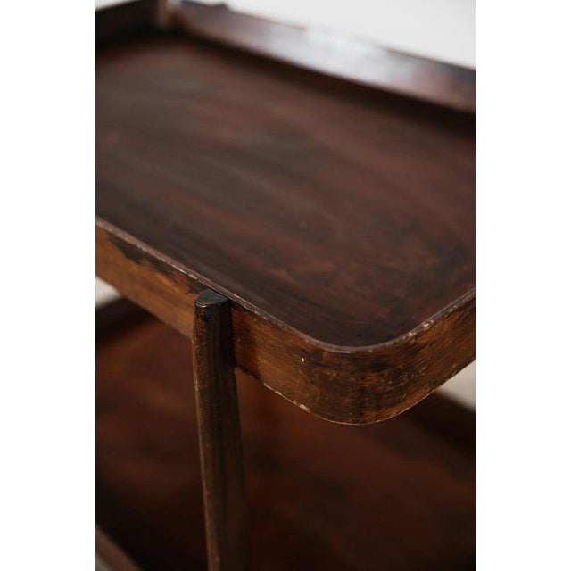 Brown Mid-Century Rustic Wooden Serving Cart, 1950s For Sale - Image 8 of 11