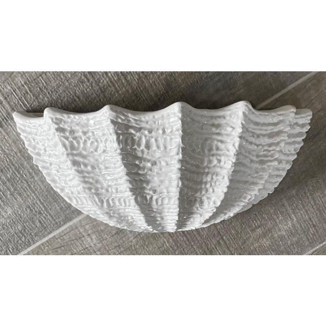 Circa 1980 Palm Beach Chic Terraglia Bianca (Creamware) Shell-Shaped Wall Pocket in the Manner of Mario Bellini For Sale - Image 18 of 18
