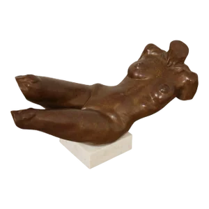 1970s Bronze Nude Reclining Sculpture by Robert Sanabria