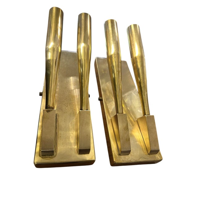 Gio Ponti Brass Sconces - a Pair For Sale In Los Angeles - Image 6 of 7
