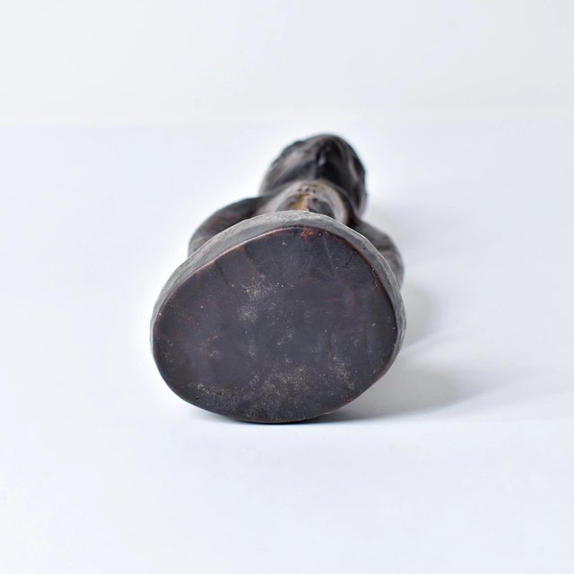 Early 20th Century Yoruba Ibeji Male Figure With Glass Bead Necklace Nigeria For Sale - Image 11 of 13
