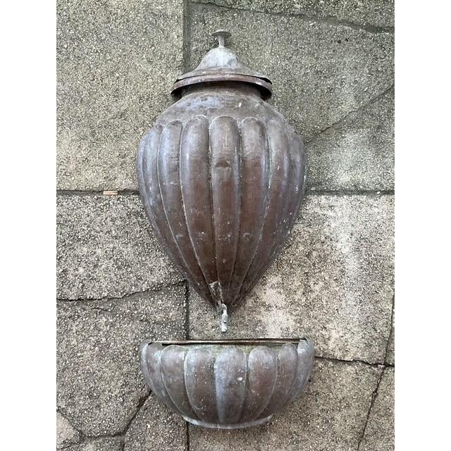 Metal Vintage Boho Hammered Copper Lavabo - Set of 2 For Sale - Image 7 of 7