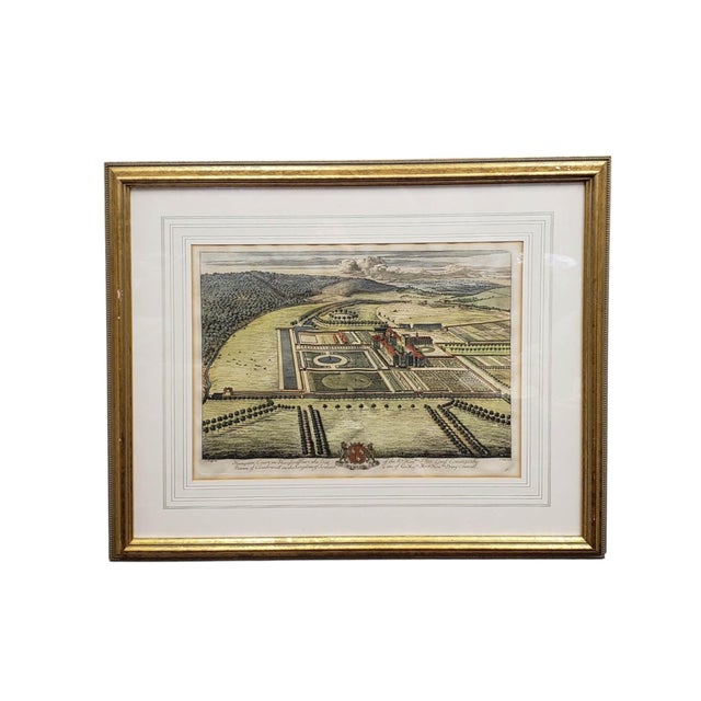 18th Century Set of 4 18th-Century Kip & Knyff Hand-Colored Country House Engravings - Framed For Sale - Image 5 of 17