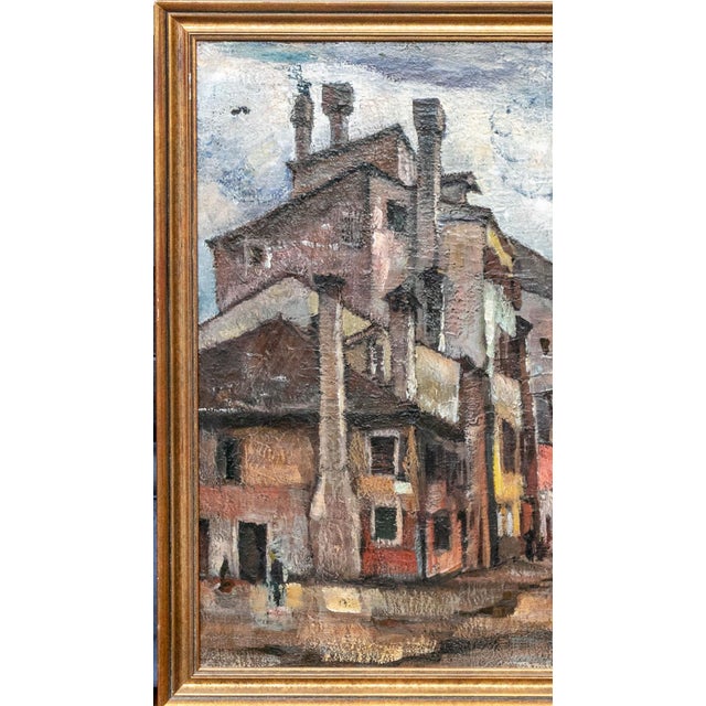 Attributed to Gordon McCouch, Modernist Venetian Street Scene Oil Painting A commanding, atmospheric early-twentieth-...