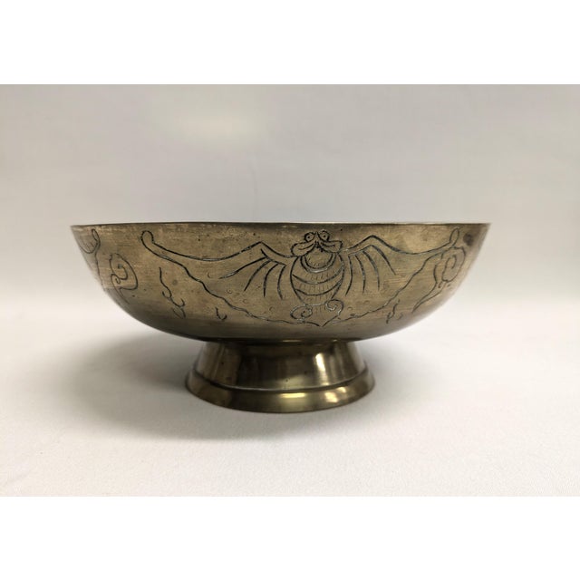 Chinese Large Chinese Brass Bowl For Sale - Image 3 of 11