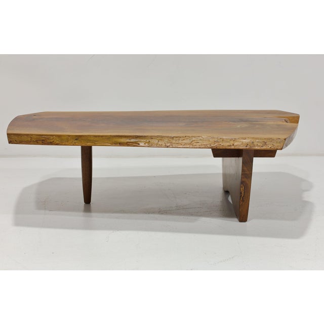 Mira Nakashima Conoid Slab Cocktail Table in Black Walnut and Rosewood, Signed For Sale - Image 11 of 14