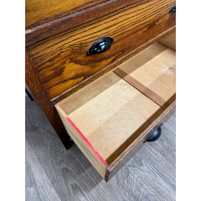 Antique Arts and Crafts Mission Style Oak Dresser Chest of Drawers For Sale - Image 11 of 15