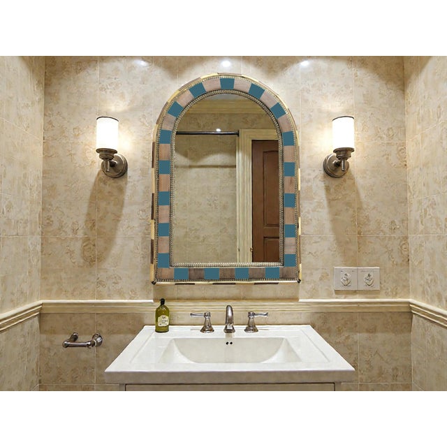 Blue Moroccan Arched Mirror, With Blue Color For Sale - Image 8 of 8