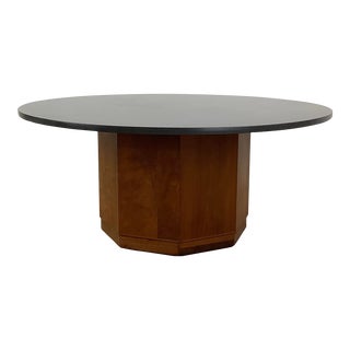 Mid-Century Stone Top Round Coffee Table For Sale
