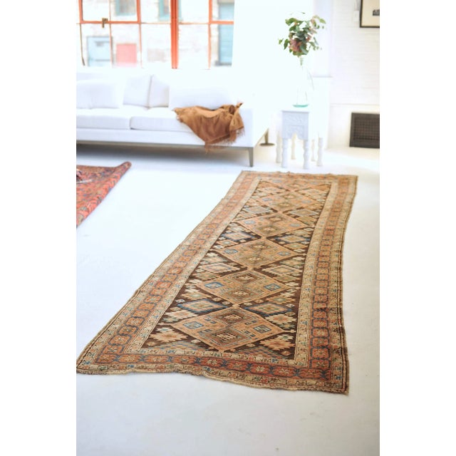 1940s Tribal Geometric Runner Rug , 3.5 x 11.6 For Sale - Image 4 of 11