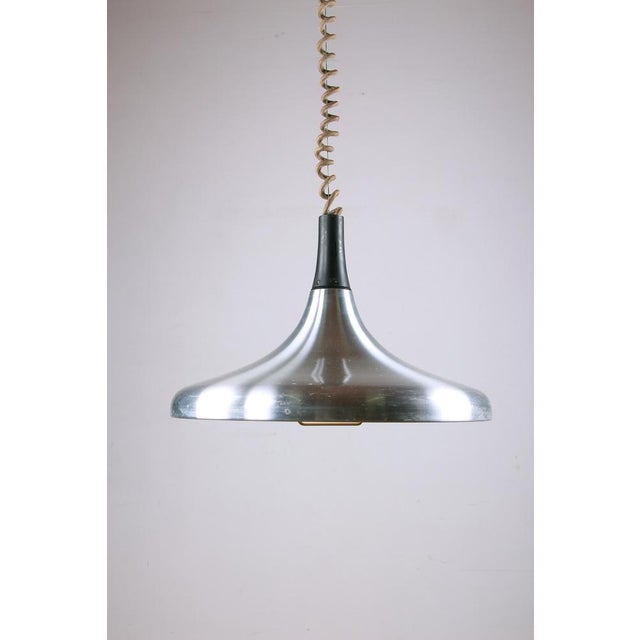 Wood Large German Pendant Light in Chrome Metal by Erco, 1960 For Sale - Image 7 of 18