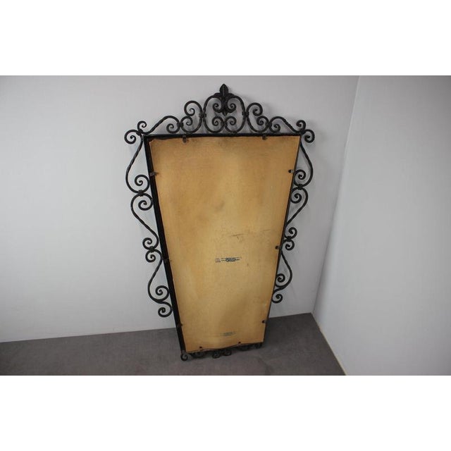 Mid-Century Ornamental Forged Metal Mirror from Moko Praha, Former Czechoslovakia, 1940s For Sale - Image 11 of 16