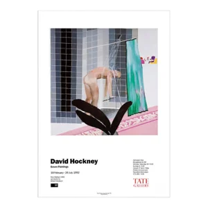 Sale! Very Rare Original Full Size Vintage 1992 David Hockney Man in Shower Beverly Hills 1964 Offset Lithograph Exhibition Art Poster