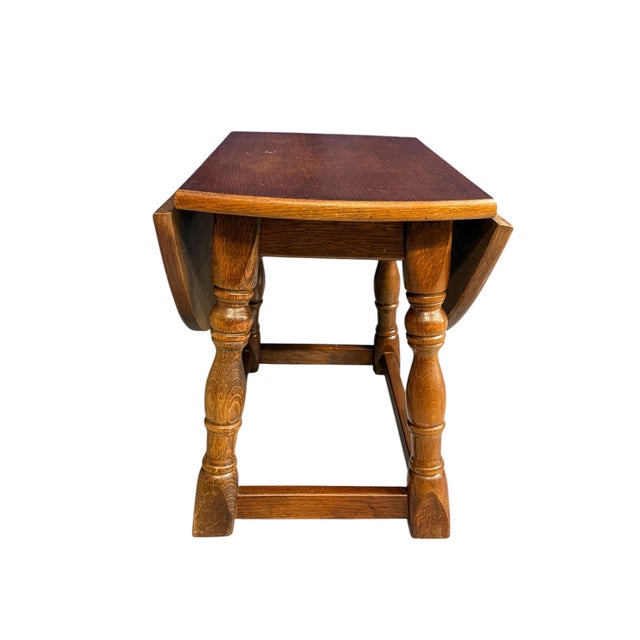 Antique Miniature Oak Drop-Leaf Table Featuring Traditional Turned Baluster Legs, 1940 For Sale - Image 13 of 15