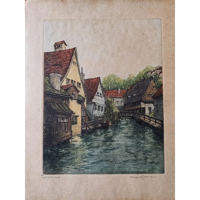 1920s Harold Liebmann, Little Brook, Original Hand Painted Etching, 1920s For Sale - Image 5 of 5