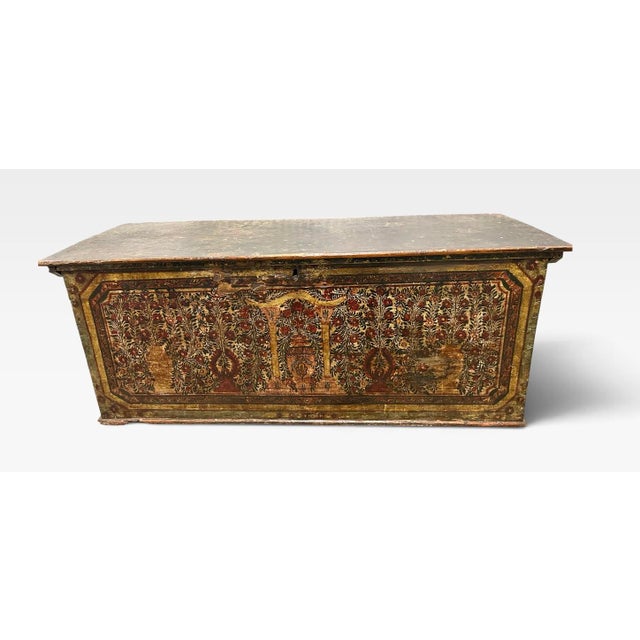 Traditional Adriatic Dowry Chest/Trunk in Hand-Painted Pine, Ca. 1870 For Sale - Image 3 of 13