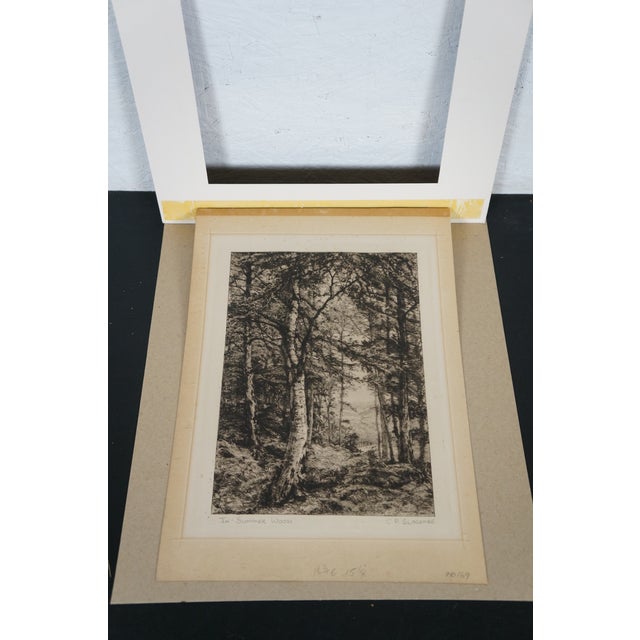 Late 19th Century Antique Charles Philip Slocombe Signed Summer Woods Forest Landscape Etching 15" For Sale - Image 6 of 11