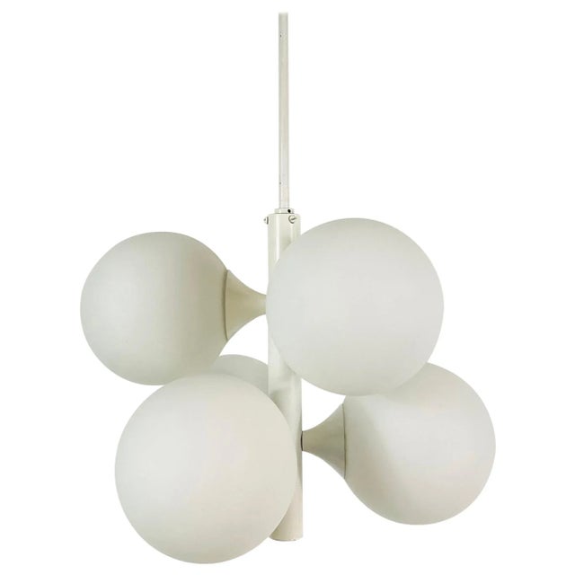 Mid-Century Space Age White 4-Arm Chandelier from Kaiser Leuchten, Germany, 1960s For Sale - Image 10 of 10