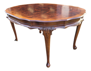 Antique Early 20th Century Louis XVI French Oval Dining Table in Walnut & Mahogany