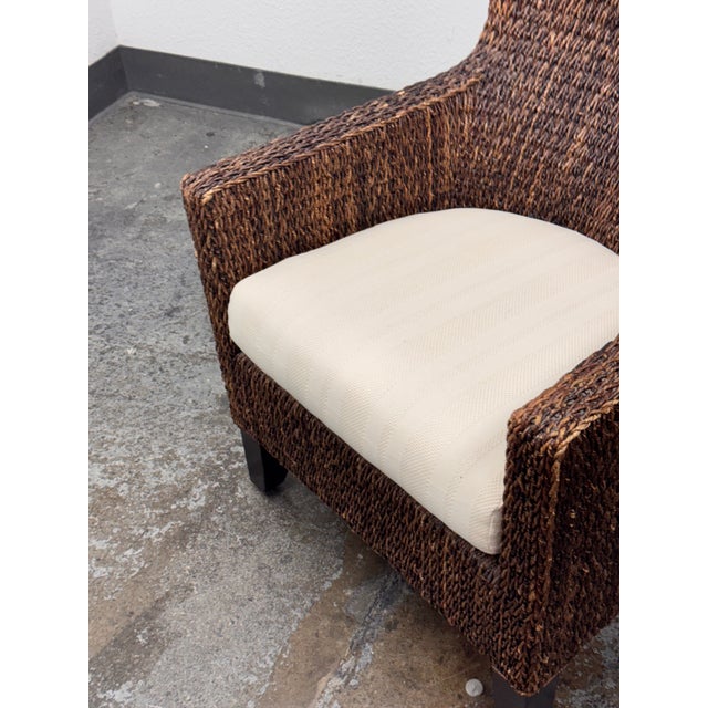 Crate & Barrel Woven High Back Armchair For Sale - Image 10 of 12