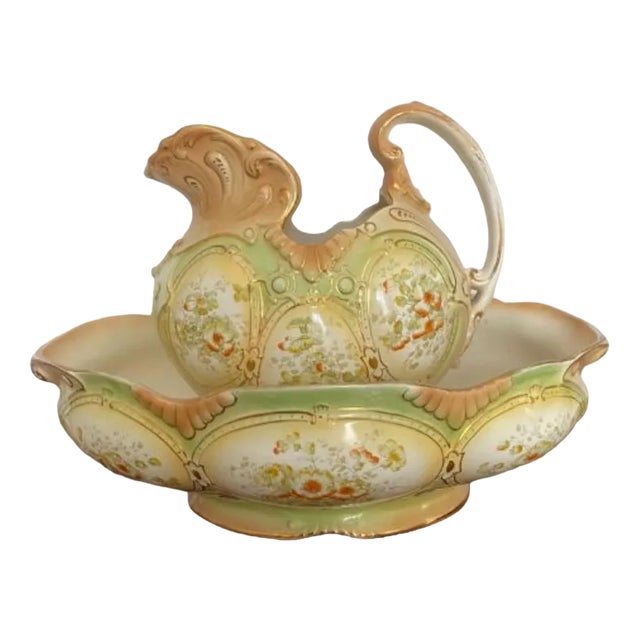 Antique Victorian Jug and Bowl, 1880, Set of 2 For Sale