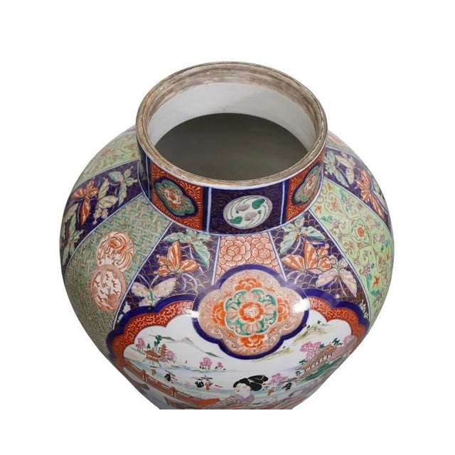 Late 19th Century Oversized Oriental Imari Vase With Landscape Panels For Sale In West Palm - Image 6 of 10