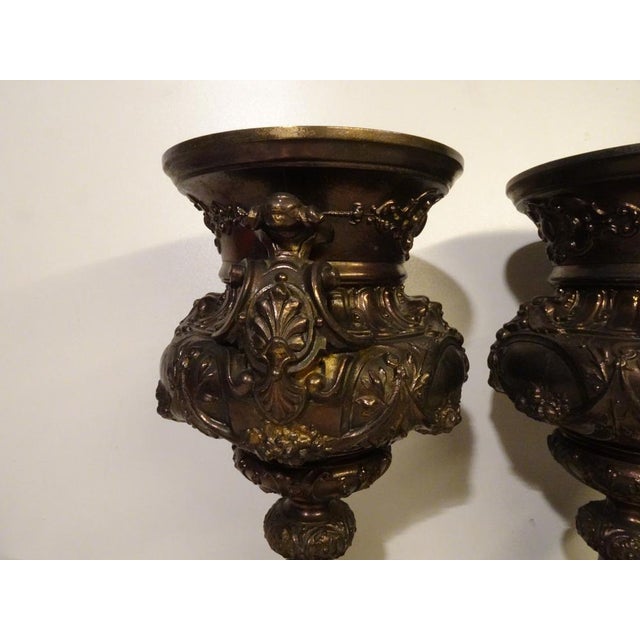 19th Century French Bronze & Cast Iron Medici Vases on Marble Bases, 1980s, Set of 2 For Sale - Image 6 of 16