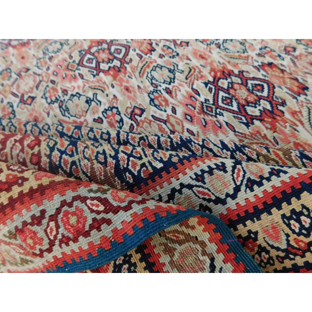 1880's Fine Antique Persian Flatwoven Senneh Kilim Rug 4'4"x 6'8" For Sale - Image 11 of 13