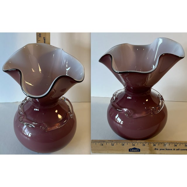 Vintage Mauve Art Glass Bulbous Handkerchief Vase For Sale - Image 10 of 10