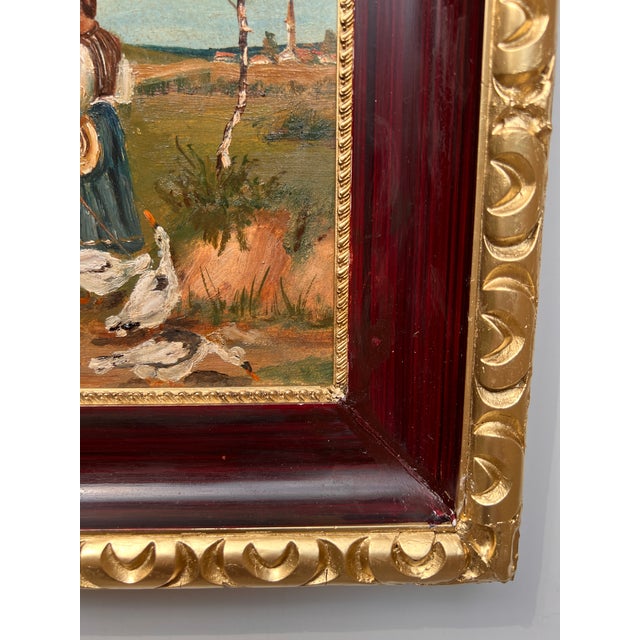 Green Early 20th Century Listed American Artist Arthur Schneider Antique Oil on Board Painting For Sale - Image 8 of 10