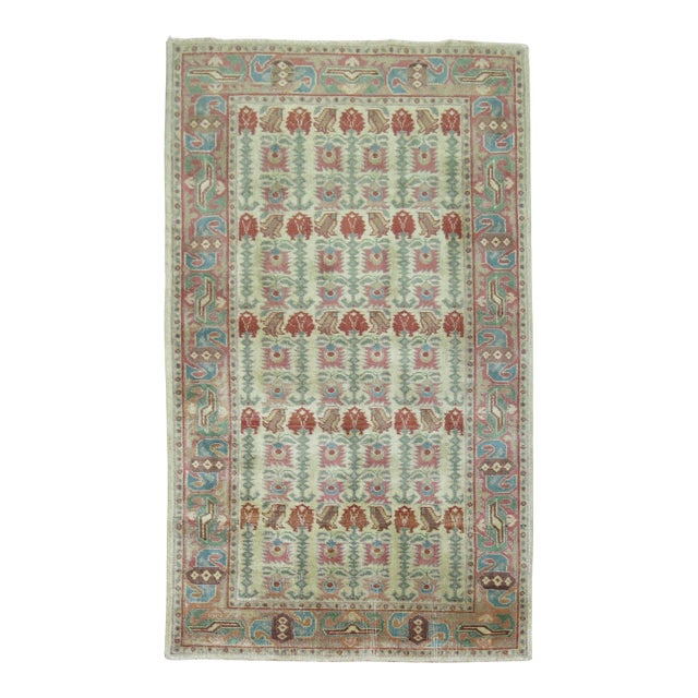 Vintage Zabihi Collection Turkish Anatolian Accent Small Rug - 3'11" x 6'11" For Sale