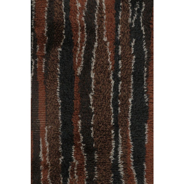 Vintage Swedish Rya Runner in Gray, Brown & Black Abstract Pattern - Rug & Kilim For Sale In New York - Image 6 of 9