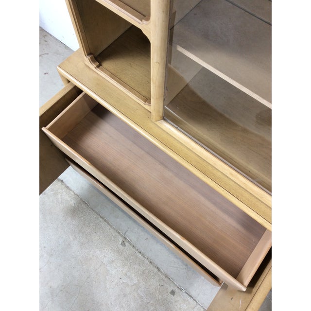 Mid Century Modern Two Piece China Cabinet With Limed Oak Finish For Sale - Image 13 of 18