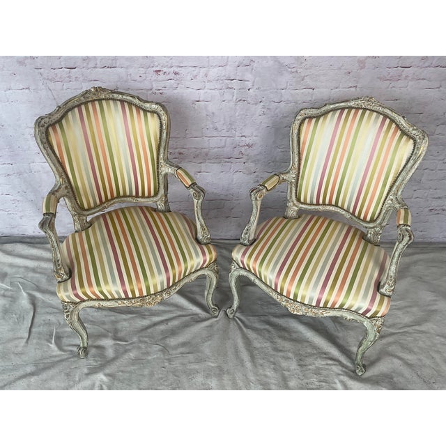 19th Century French Louis XV Style Rococo Fauteuil Armchairs For Sale - Image 4 of 11